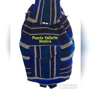 Tapestry Feel, Lightweight Backpack, Blues, and Black With A Front Pocket